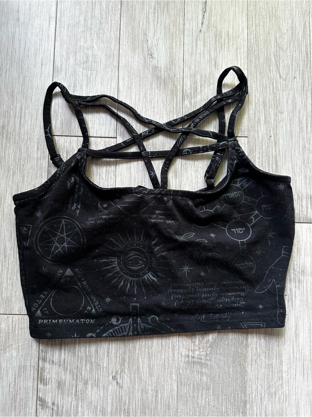 Killstar Pentagram Excercise‎ Your Demons Black Mystic Strappy Bralette Top XS